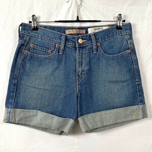 Levis 515 Jean Shorts Womens Sz 8 Pink Stitch W/ Rose Gold Mid-Rise Rolled Hem